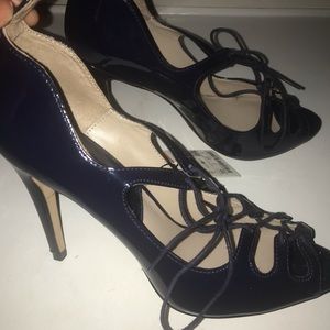 Navy Blue peeped toe shoes